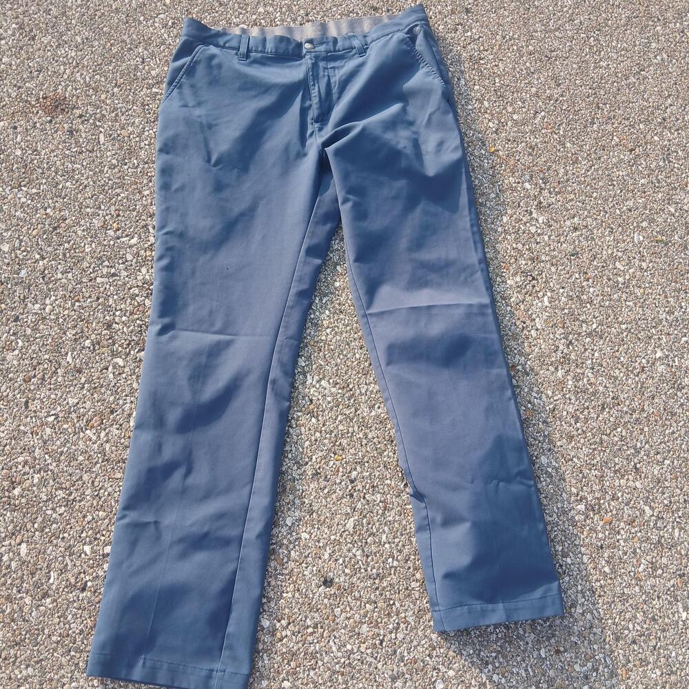 Adidas Golf Pants Mens 34x32 Blue Stretch Chino Straight Leg Pockets Logo